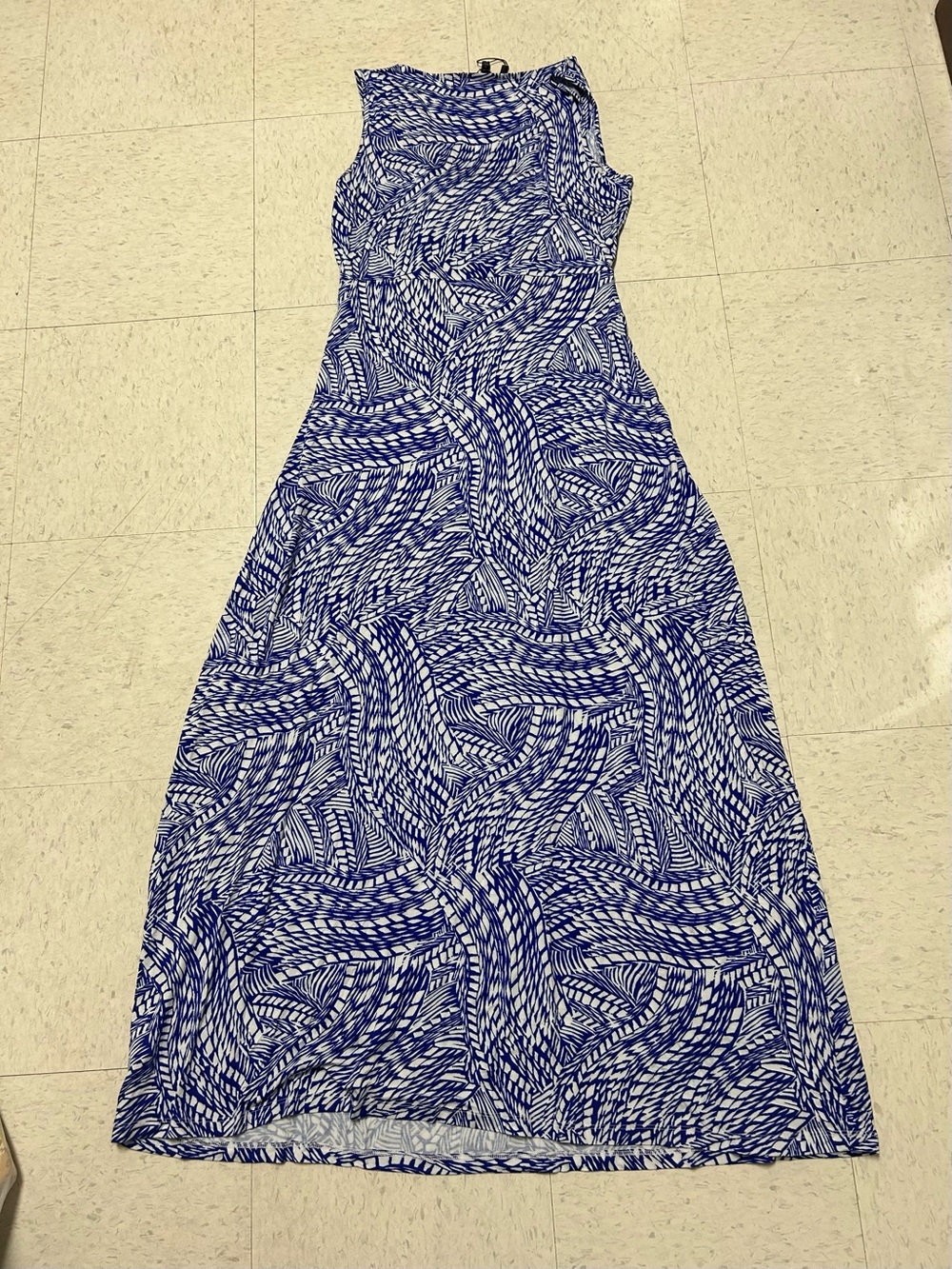 NWT Cable & Gauge Blue White Twist Front Maxi Dress Stretch Soft Large - Picture 6 of 8